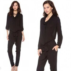 YOUNG FABULOUS & BROKE | Black Hamlet Lounge Long Sleeve Jersey Jumpsuit Sz S